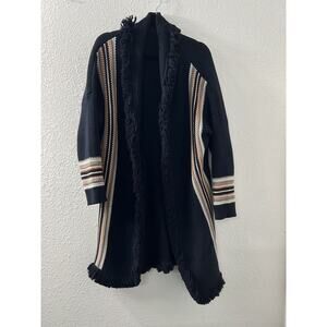 Charlie B Womens‎ Size M Fluffy Penny Lane Cardigan Blue Stripe Warm Cozy Winter
